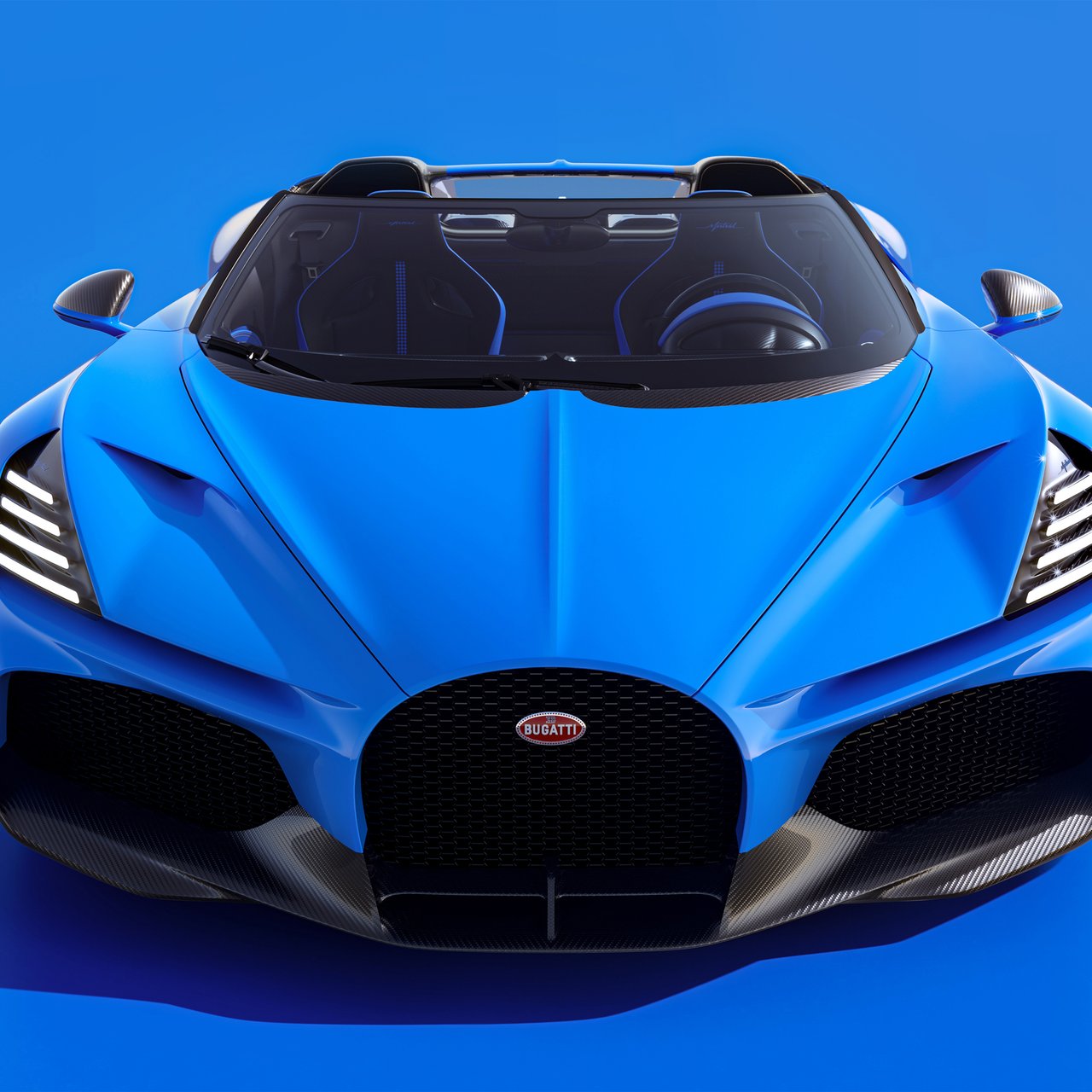 Bugatti Mistral in blue front view - Wallpapers for Lenovo, Huawei in 1280x1280 resolution