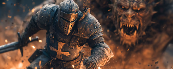 UltraWide 32:9 обои средневековье (3840x1080): тамплиер, рыцарь, битва, мужчина