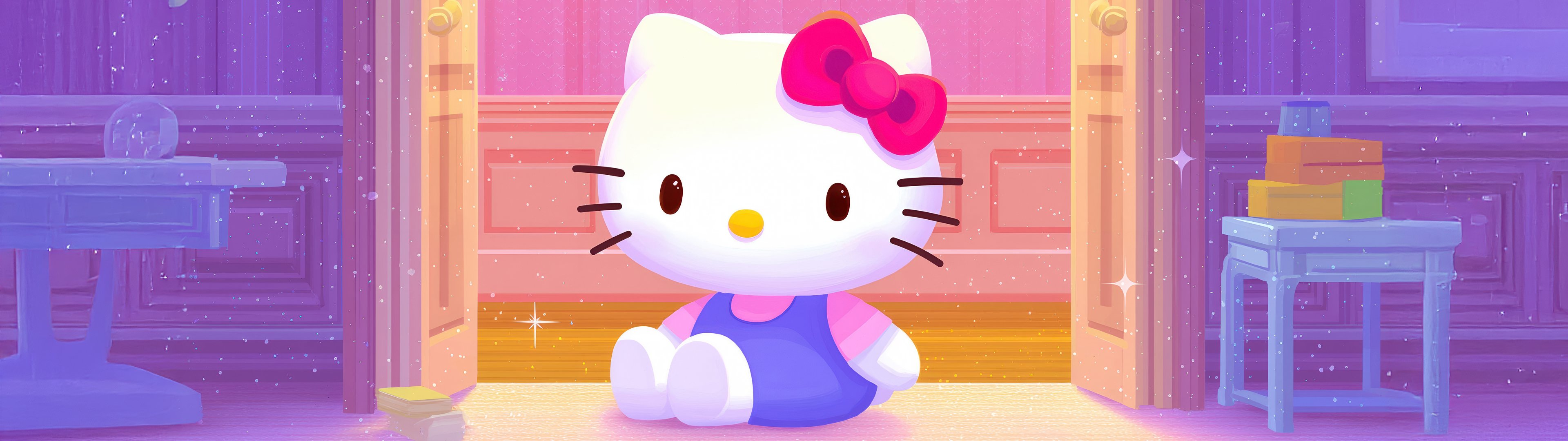 Hello Kitty with pink bow - UltraWide 32:9 wallpapers in 3840x1080 resolution