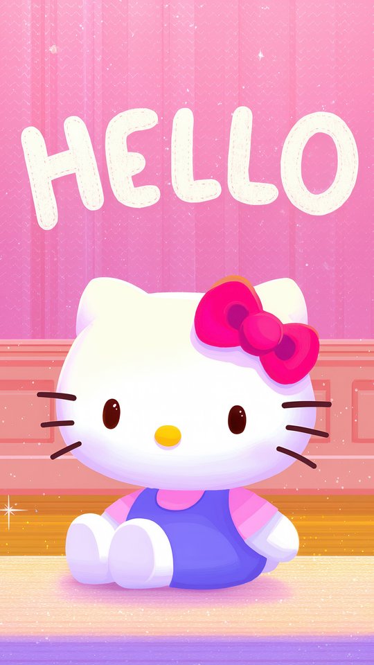 Hello Kitty with pink bow - Wallpapers for Samsung, HTC, Sony in 540x960 resolution