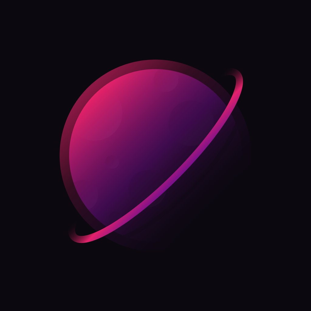 Minimalistic planet with a ring - Wallpapers for Apple iPad 1 in 1024x1024 resolution