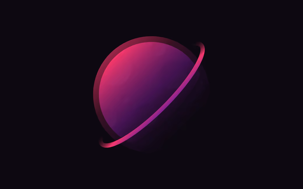 Minimalistic planet with a ring — desktop and phone wallpaper, free download