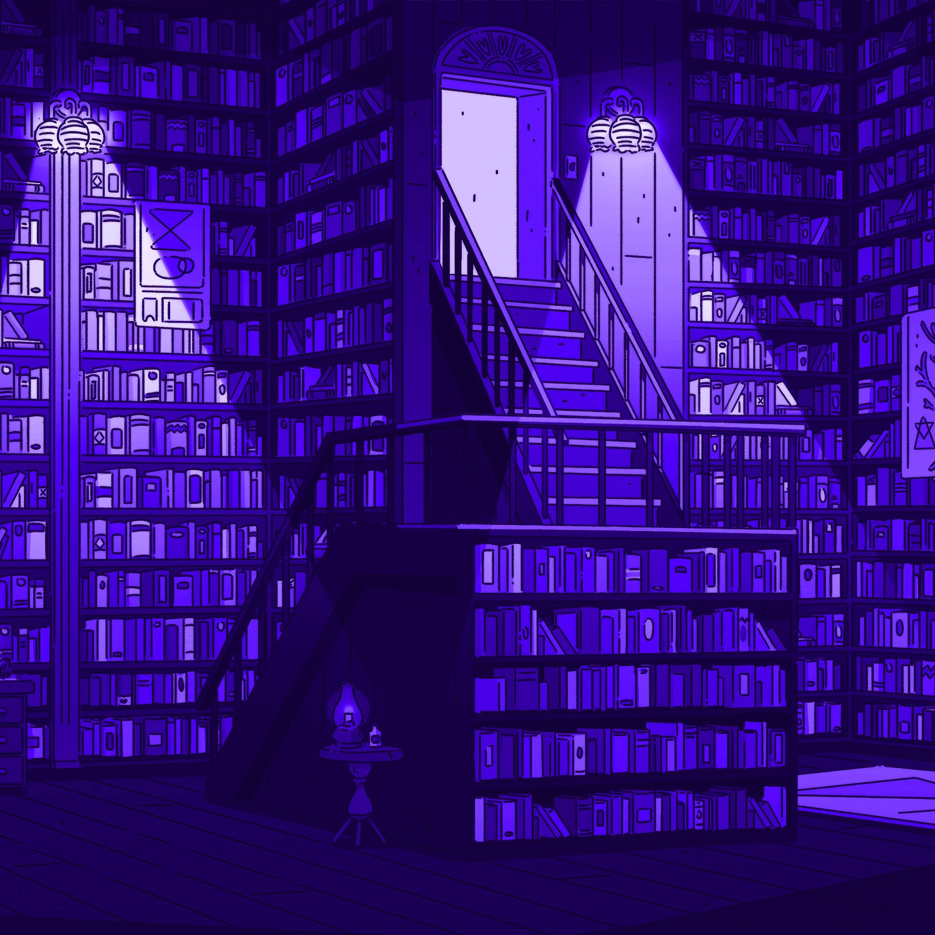 Large library at night - Wallpapers for Samsung Galaxy Tab in 1920x1920 resolution