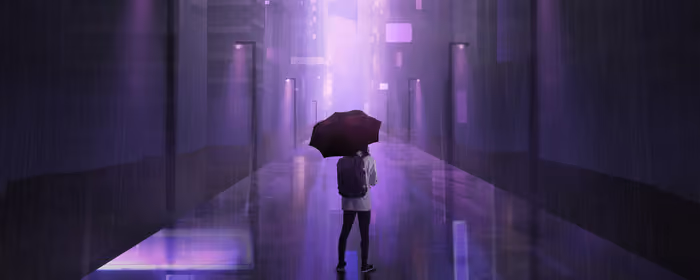 Dual Monitor Wallpapers (7680x2160): street, umbrella, rain, night