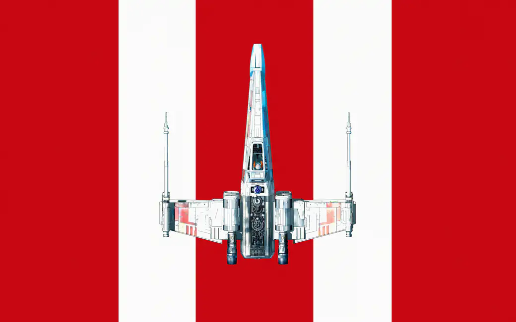 Minimalistic X-wing from Star Wars — desktop and phone wallpaper, free download
