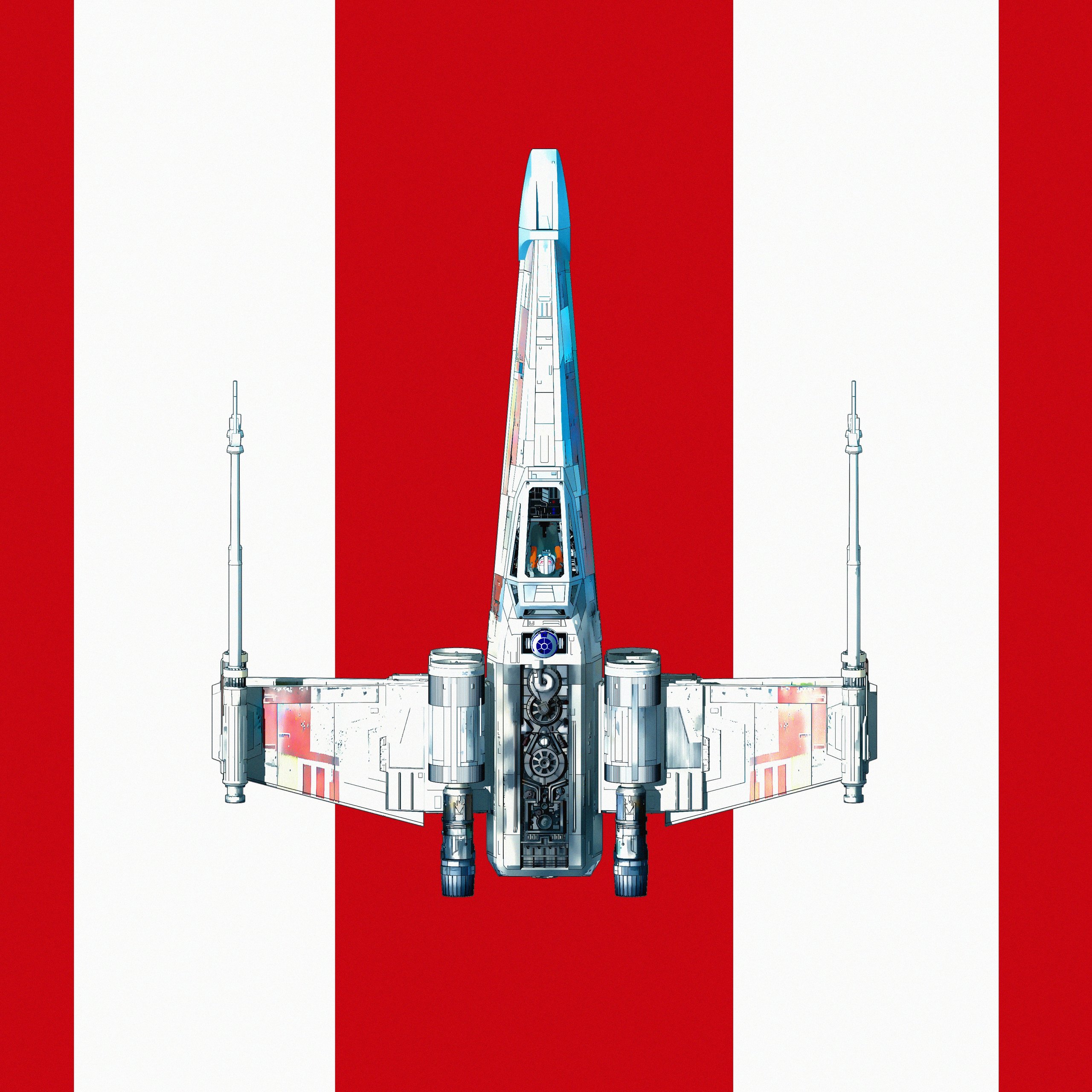 Minimalistic X-wing from Star Wars - Wallpapers for Samsung Galaxy Tab S9 FE+/Tab S11, Xiaomi Pad 5, Redmi Pad 2 Pro, POCO Pad in 2560x2560 resolution