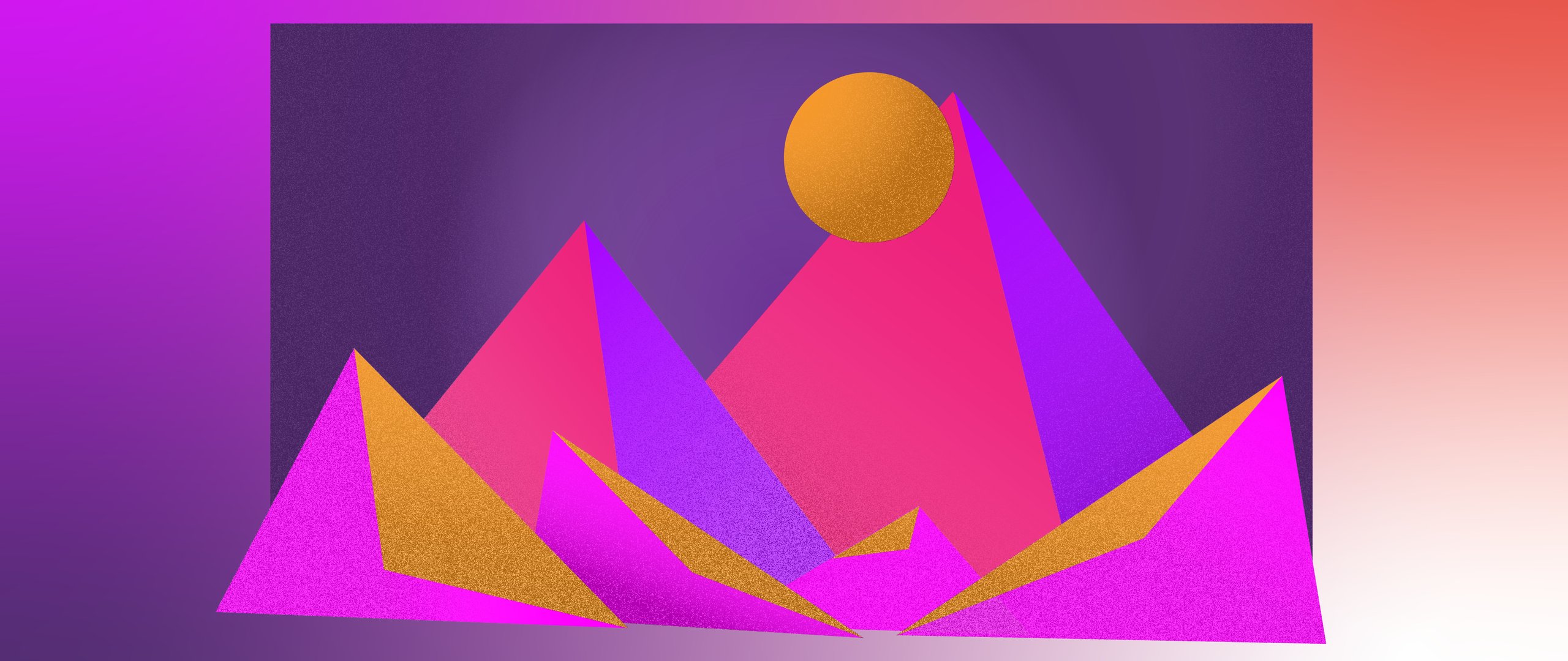 Geometric pyramids under golden sphere - UltraWide 21:9 wallpapers in 2560x1080 resolution