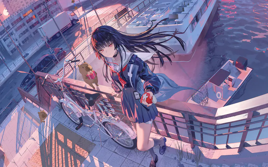 Chisa from Wuthering Waves in her school uniform — desktop and phone wallpaper, free download