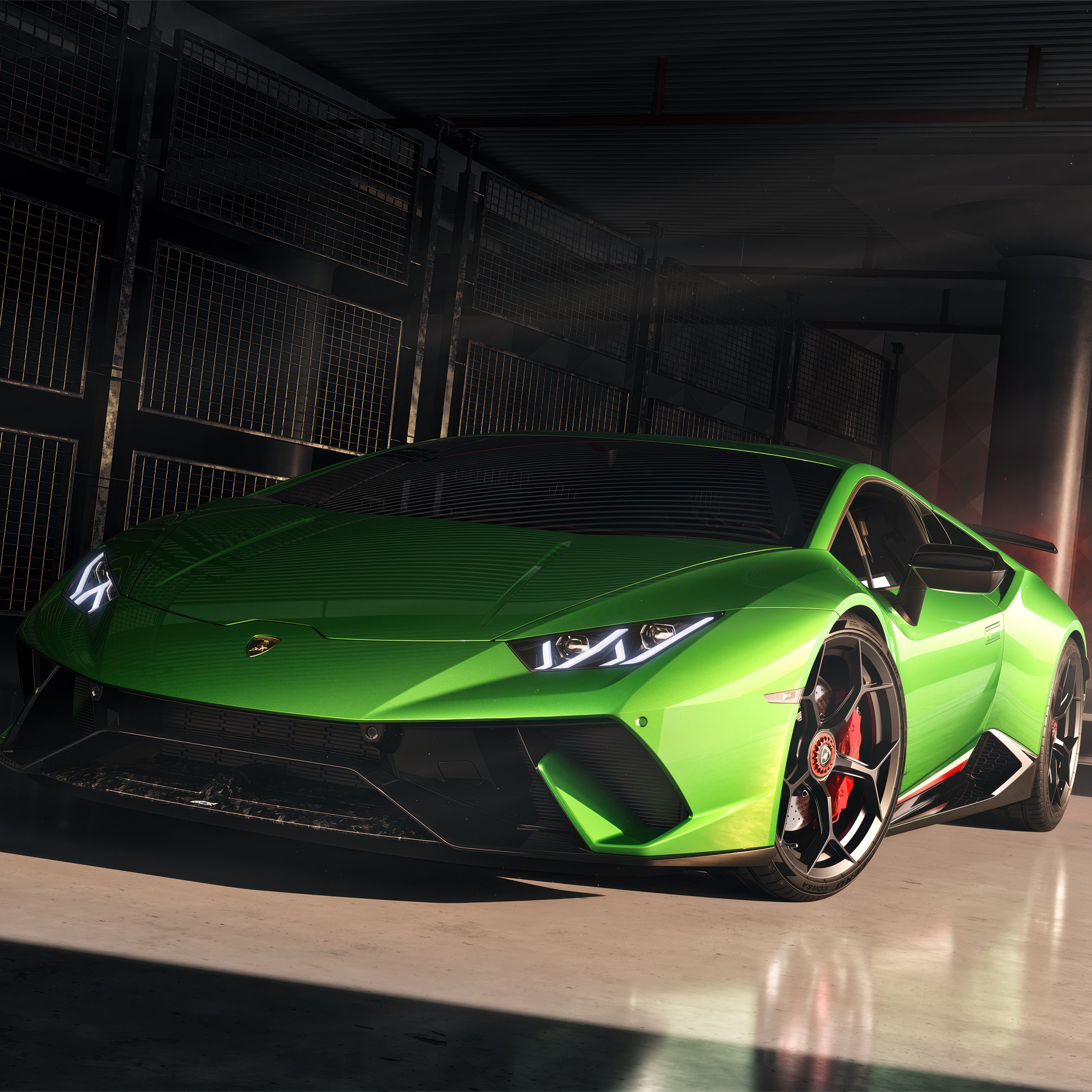 Green Lamborghini Huracán Performante - Wallpapers for iPad Air 10.9″ in 2360x2360 resolution