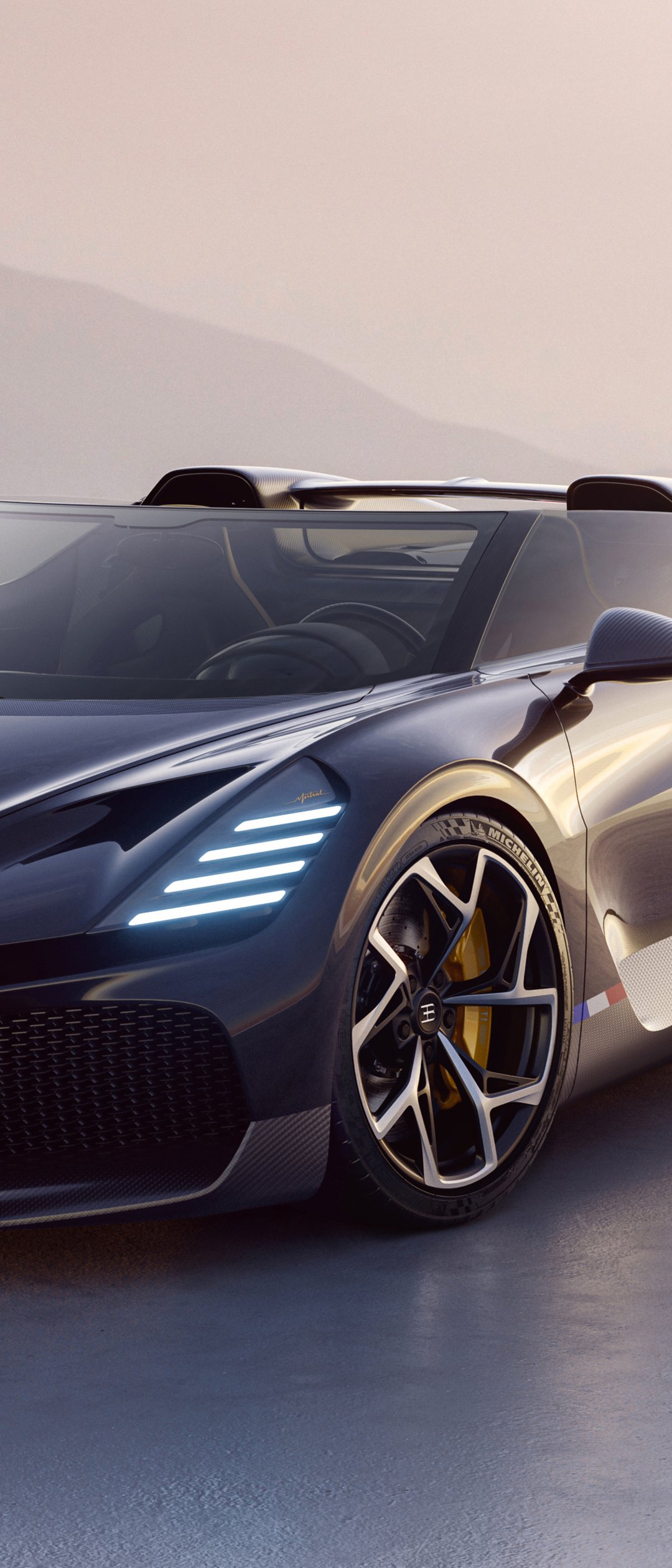 Bugatti Mistral Roadster front view - Wallpapers for Samsung Galaxy Z Flip7, Sony Xperia 5 II/5 III/5 V/10 IV/10 V, Xiaomi Mix Fold 3 in 1080x2520 resolution