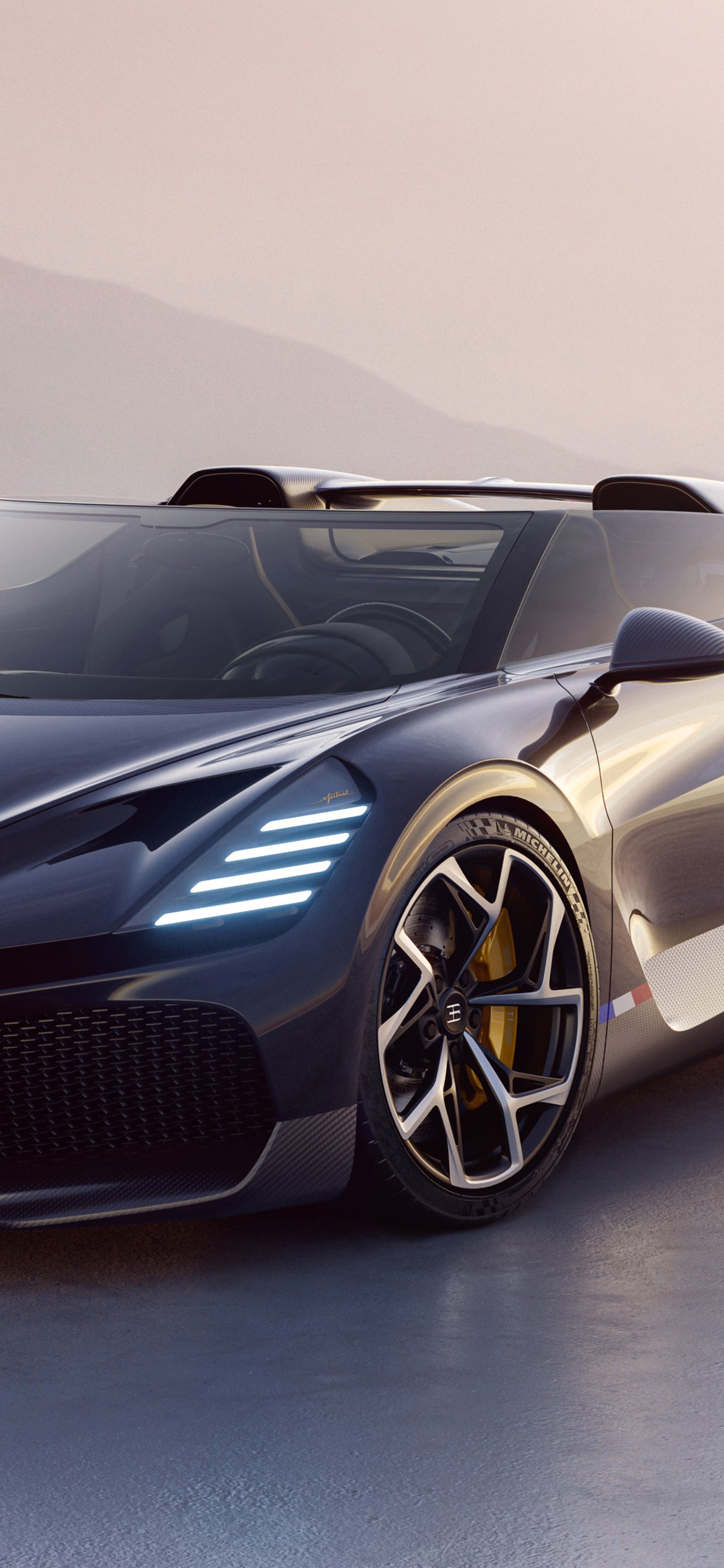 Bugatti Mistral Roadster front view - Wallpapers for iPhone 12 Pro/13 Pro/14 in 1170x2532 resolution