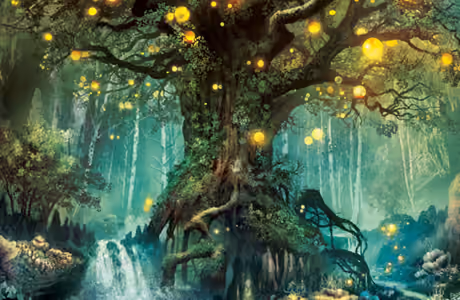 Fantasy wallpapers: fairy world, forest, flowers, waterfall