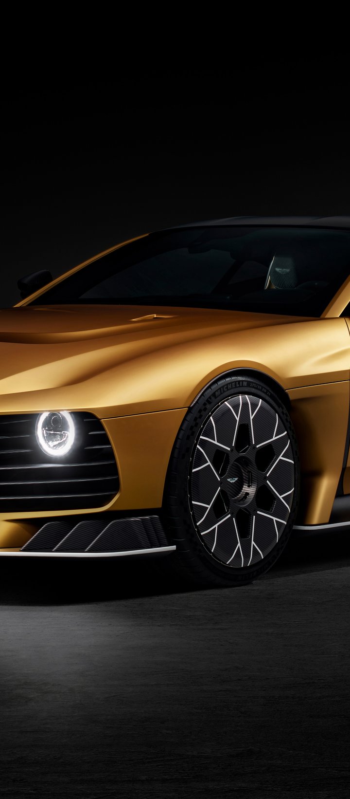 Gold Aston Martin Valiant front view - Wallpapers for Xiaomi Redmi 14C, POCO C71/C75/M7, Infinix Note 8 in 720x1640 resolution