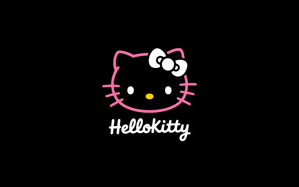 Hello Kitty on a black background — desktop and phone wallpaper, free download