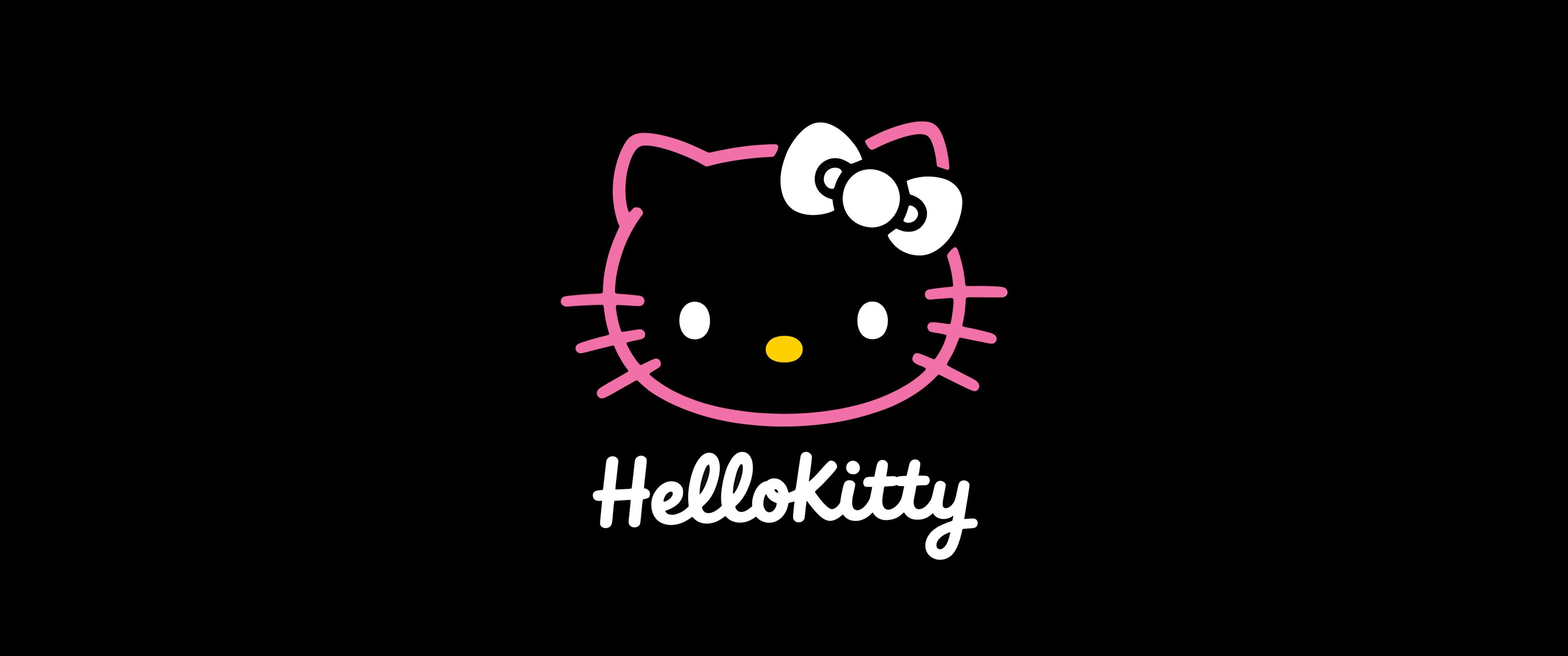 Hello Kitty on a black background - UltraWide 21:9 wallpapers in 3440x1440 resolution