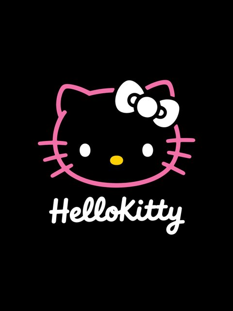 Hello Kitty on a black background - Wallpapers for HTC/BlackBerry in 480x640 resolution
