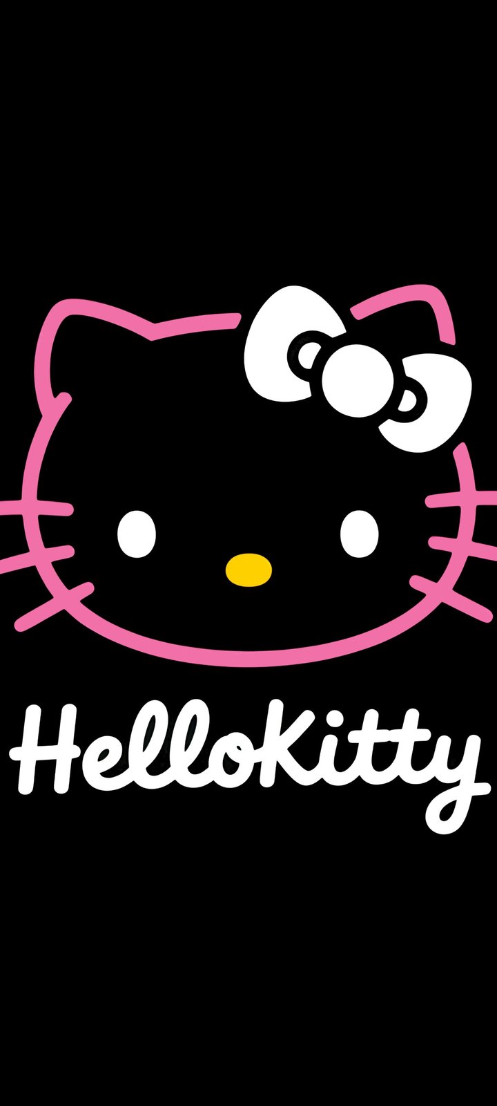 Hello Kitty on a black background - Wallpapers for Xiaomi Redmi 10C/C40/C51, Samsung Galaxy A12/A02s/A03/M12 in 720x1600 resolution