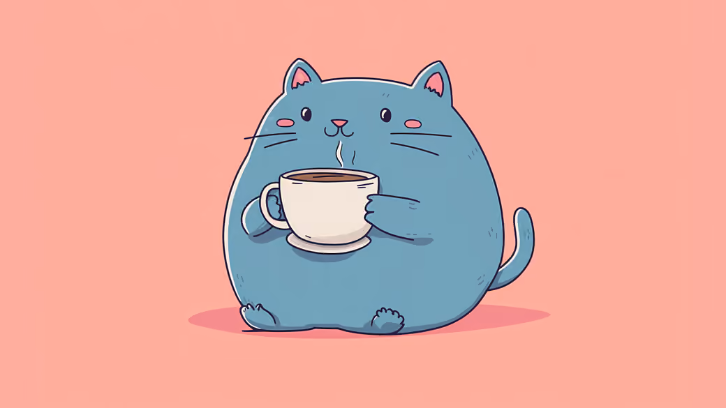 Cute fat cat with coffee - Wallpapers for Xiaomi Redmi 10C/C40/C51, Samsung Galaxy A12/A02s/A03/M12 in 720x1600 resolution