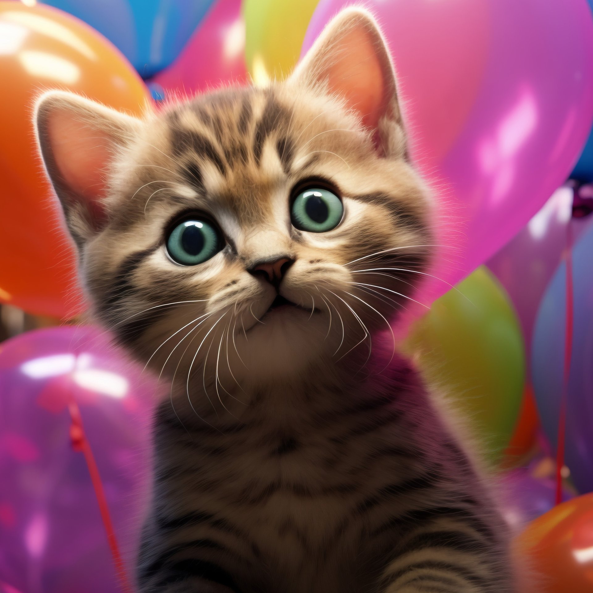 Kitten with bright balls - Wallpapers for Samsung Galaxy Tab in 1920x1920 resolution