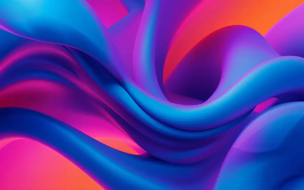 Fluid abstract waves in vibrant colors — desktop and phone wallpaper, free download