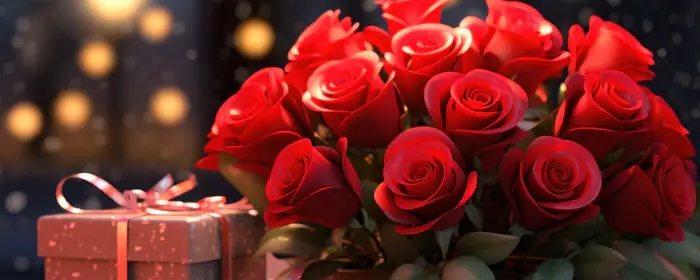 UltraWide 21:9 romance wallpapers (3440x1440): Valentine's Day, roses, bouquet, gift