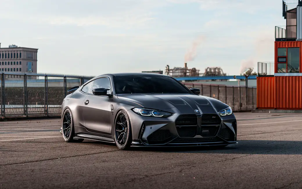 Grey BMW M4 G82 with ADRO body kit — desktop and phone wallpaper, free download