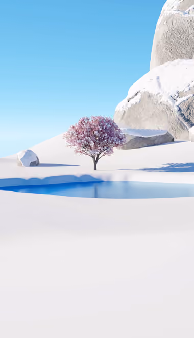 Nature wallpapers: snow, rock, winter, lake
