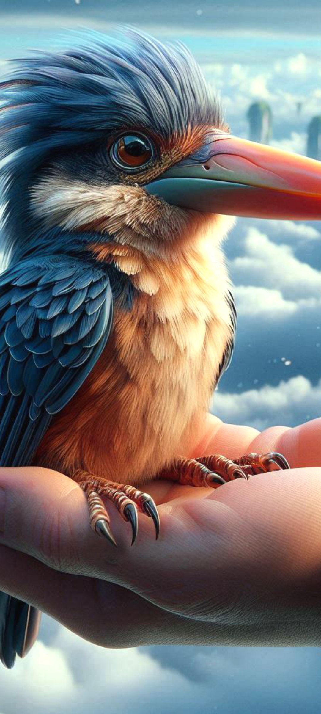 Fantasy bird in mystical landscape - Wallpapers for Samsung Galaxy M55, POCO M4/X4/X5, Xiaomi Redmi 12/13/Note 13/Note 14/Note 14S in 1080x2400 resolution