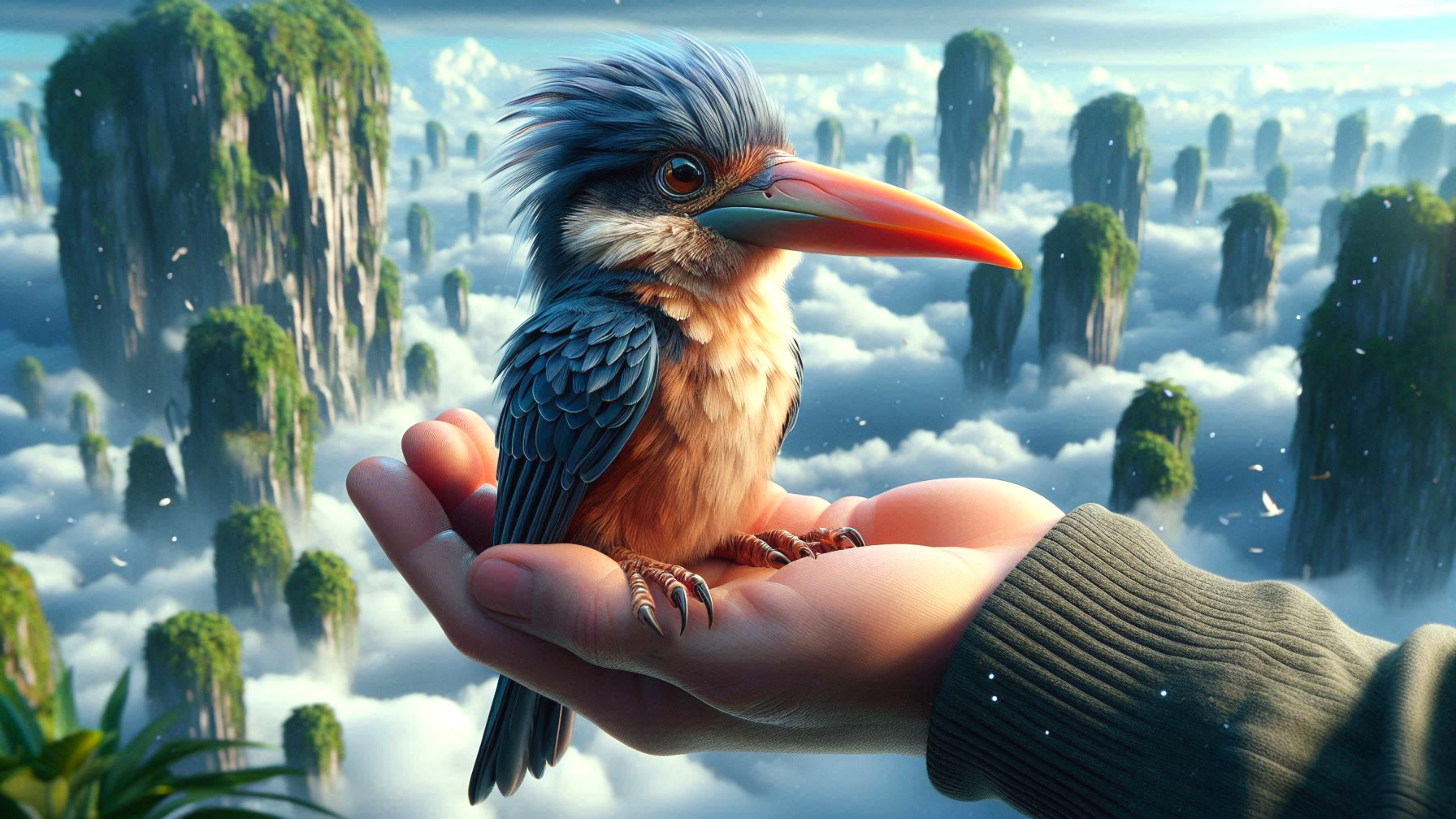 Fantasy bird in mystical landscape - 5K wallpapers in 5120x2880 resolution