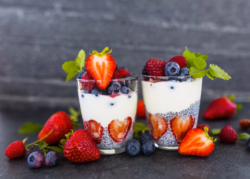 Two berry parfaits with berries - Wallpapers for MacBook Neo in 2408x1506 resolution