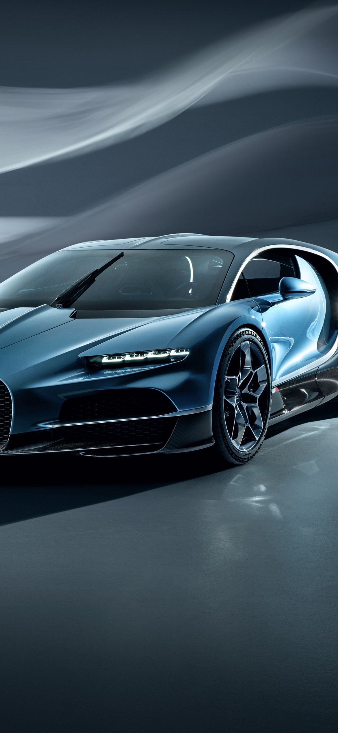 Blue Bugatti Tourbillon front view - Wallpapers for iPhone 12 Pro/13 Pro/14 in 1170x2532 resolution