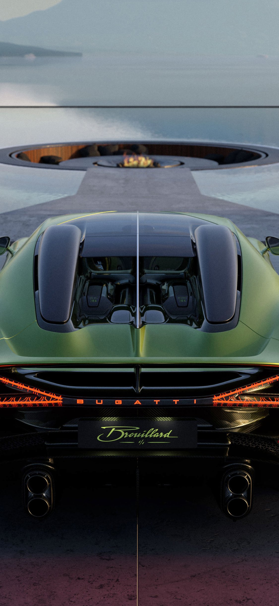 Зеленый Bugatti Brouillard - Обои для iPhone X/XS/11 Pro в разрешении 1125x2436
