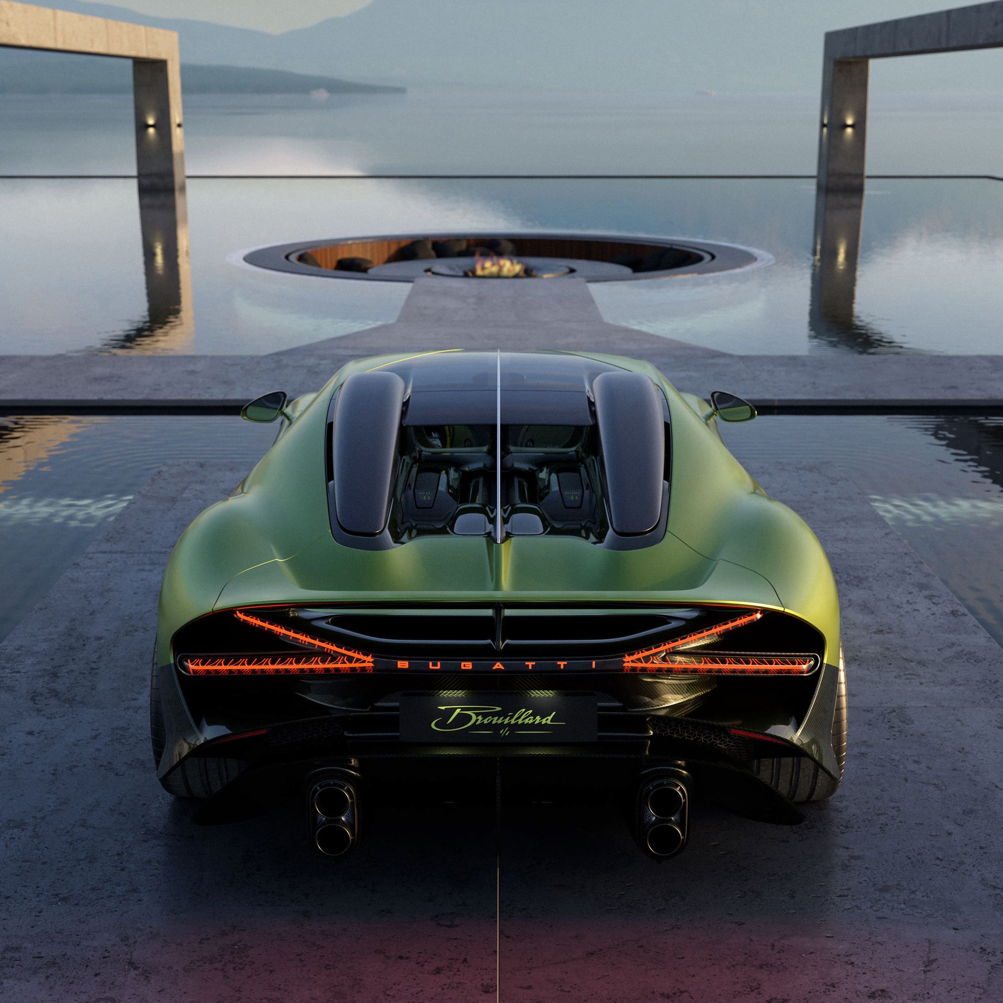 Зеленый Bugatti Brouillard - Обои для Samsung/Xiaomi в разрешении 2000x2000
