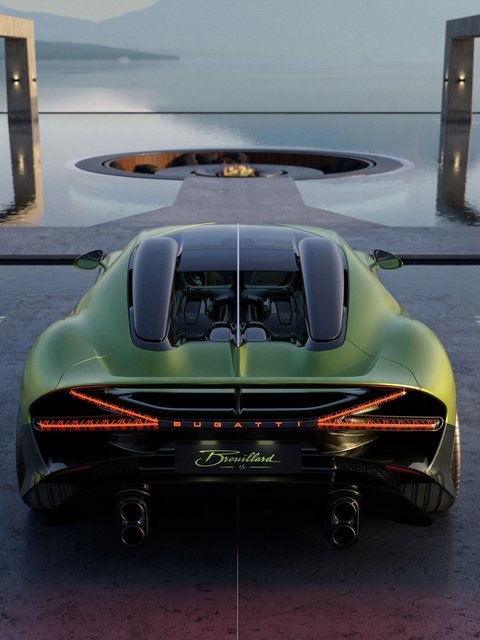 Зеленый Bugatti Brouillard - Обои для HTC/BlackBerry в разрешении 480x640