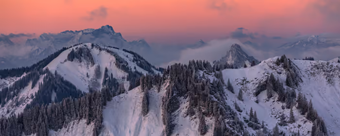 UltraWide 32:9 wallpapers (5120x1440): mountains, Alps, snow, sunset