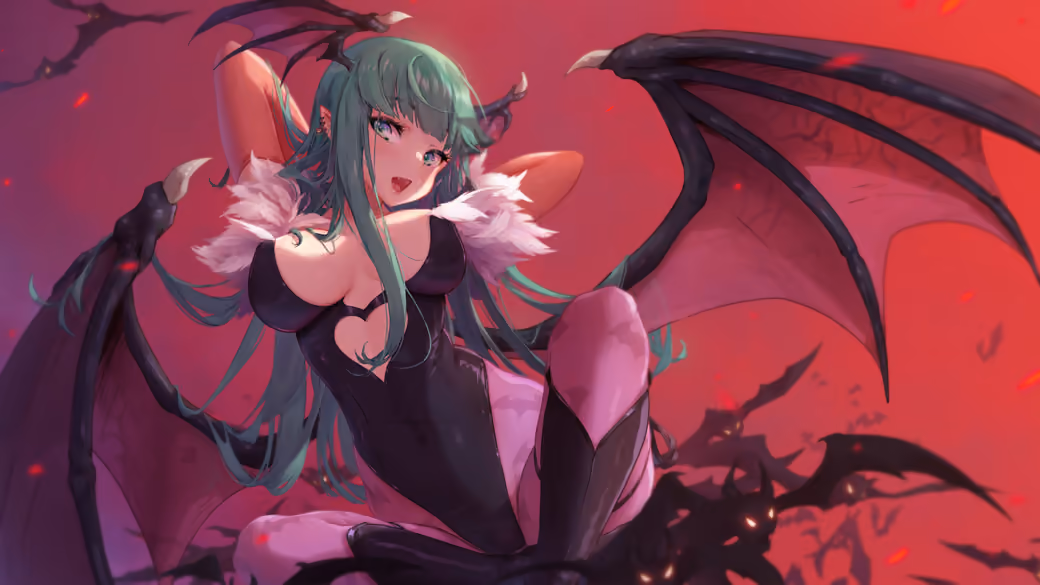 Morrigan Ensland is a demon with wings — desktop and phone wallpaper, free download