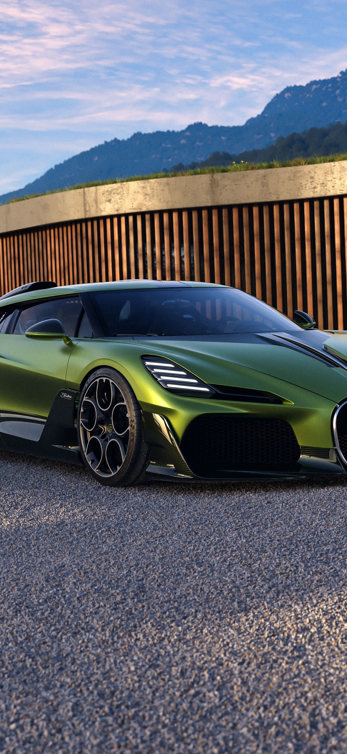 Sporty Bugatti Brouillard front view - Wallpapers for iPhone 17 Pro Max/16 Pro Max in 1320x2868 resolution