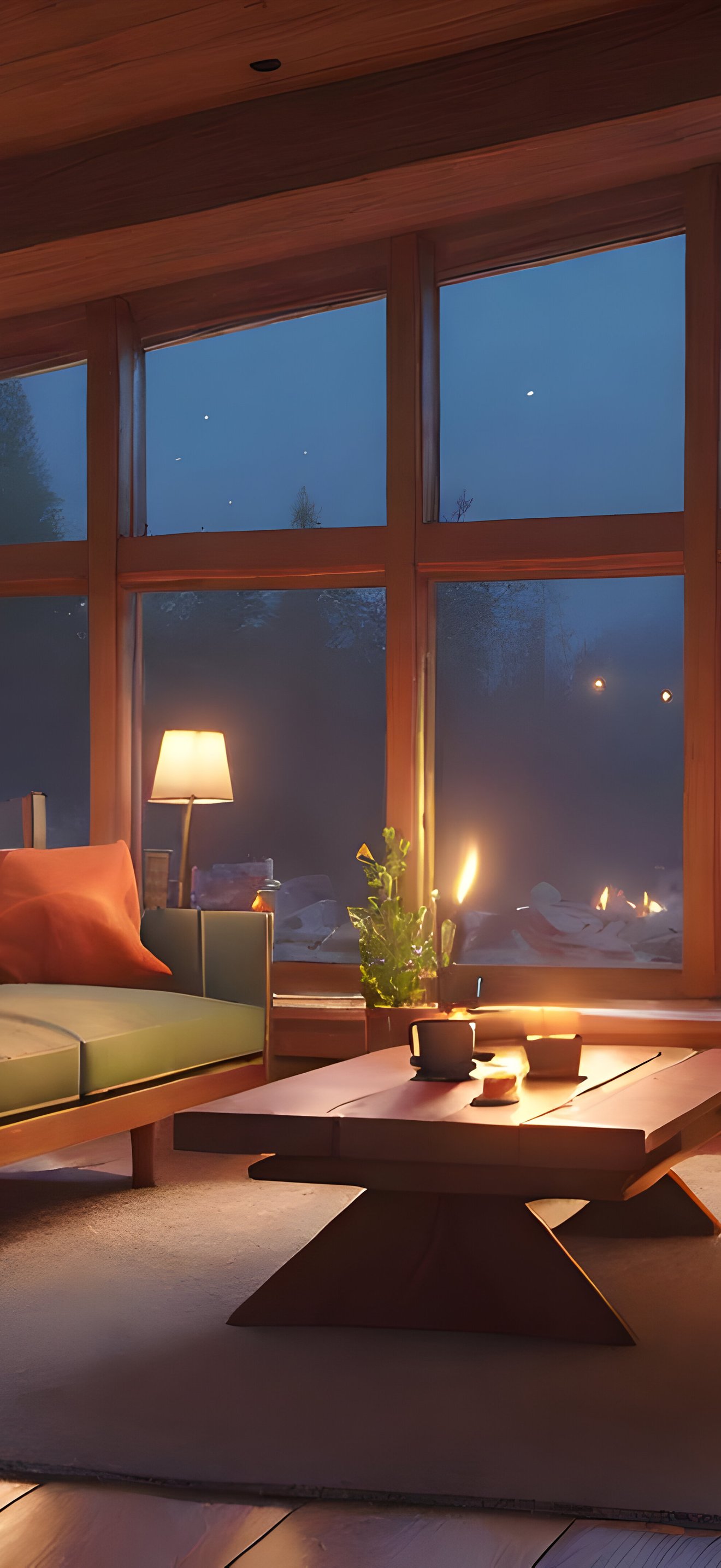 Cozy Interior With Fireplace And Window - Wallpapers for iPhone 17 Pro Max/16 Pro Max in 1320x2868 resolution
