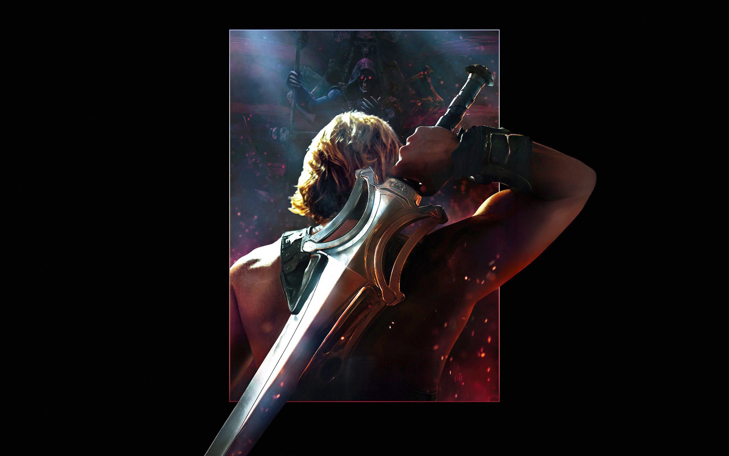 He-Man holding Power Sword facing Skeletor - WQXGA and for Apple MacBook Air 13 wallpapers in 2560x1600 resolution