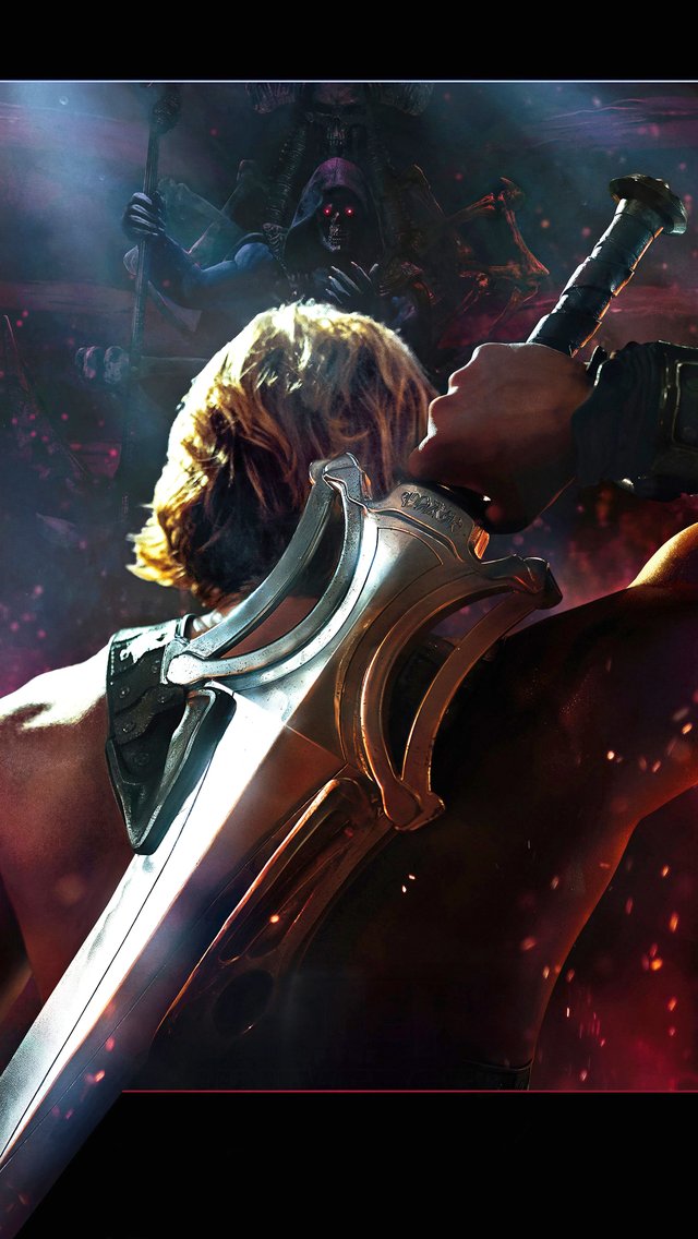 He-Man holding Power Sword facing Skeletor - Wallpapers for iPhone 5/5S/5C/SE in 640x1136 resolution