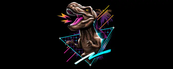 UltraWide 32:9 lightning wallpapers (3840x1080): T-Rex, dinosaur, neon, retrowave