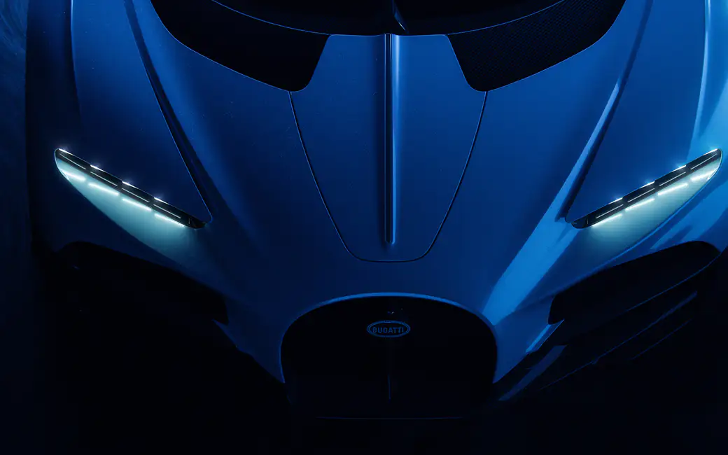 Blue Bugatti Tourbillon, front view — desktop and phone wallpaper, free download