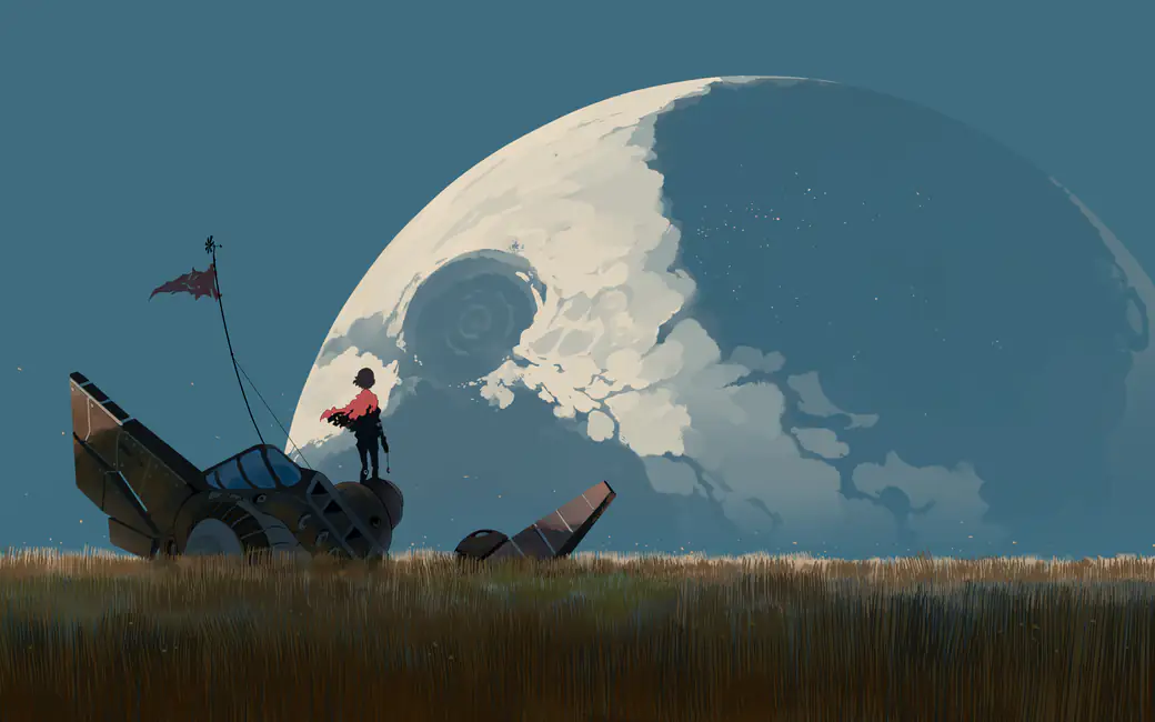 Ruined planet in the sky — desktop and phone wallpaper, free download