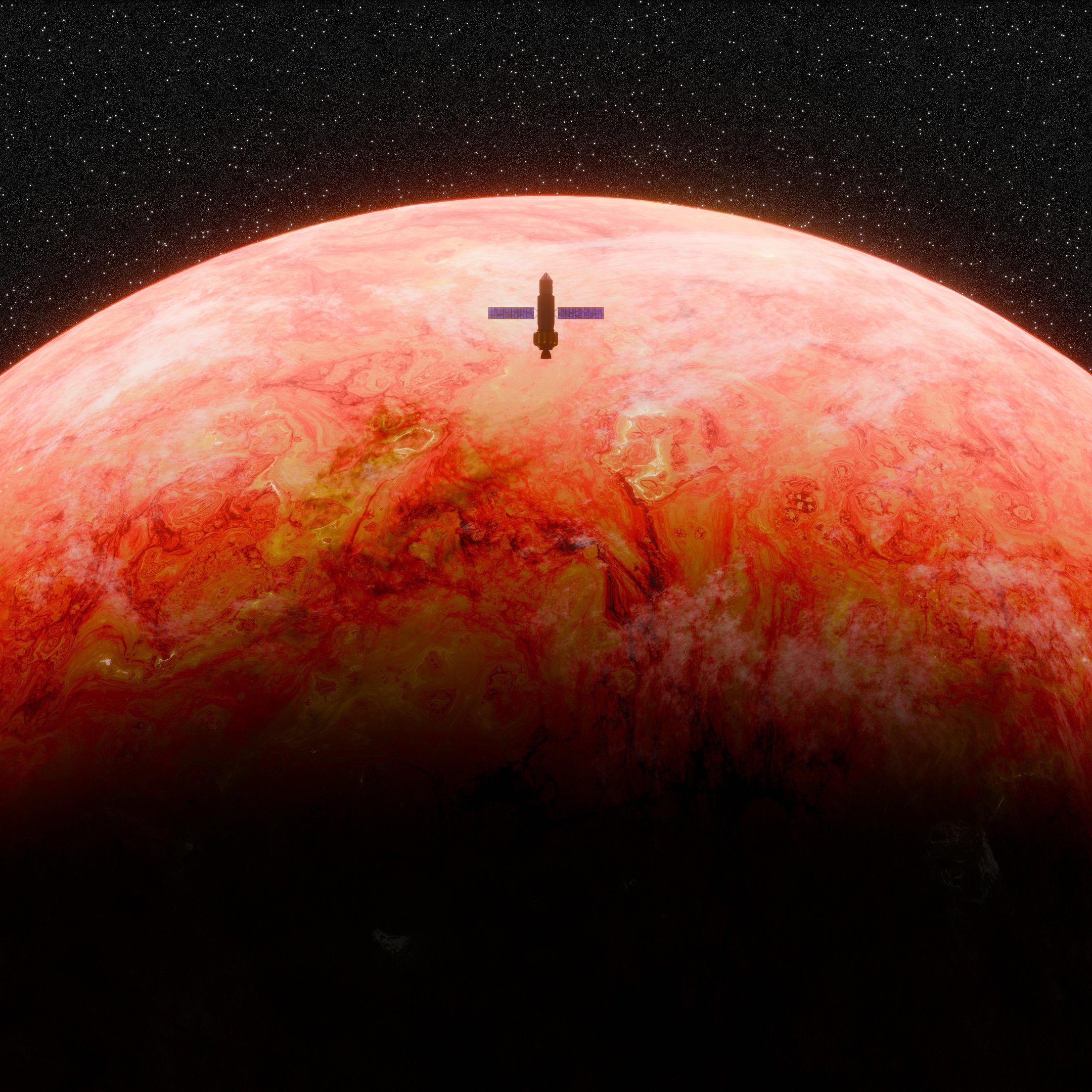 Red Mars with a spaceship - Wallpapers for iPad 10.2″ in 2160x2160 resolution