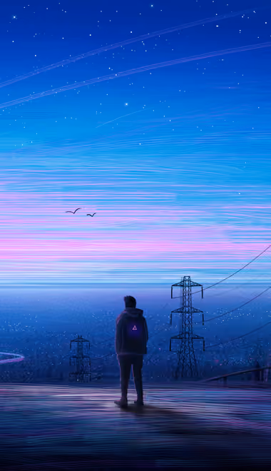 Wallpapers for Sony Xperia 1/Xperia 1 III/Xperia PRO-I (1644x3840): sunset, man, horizon, sky