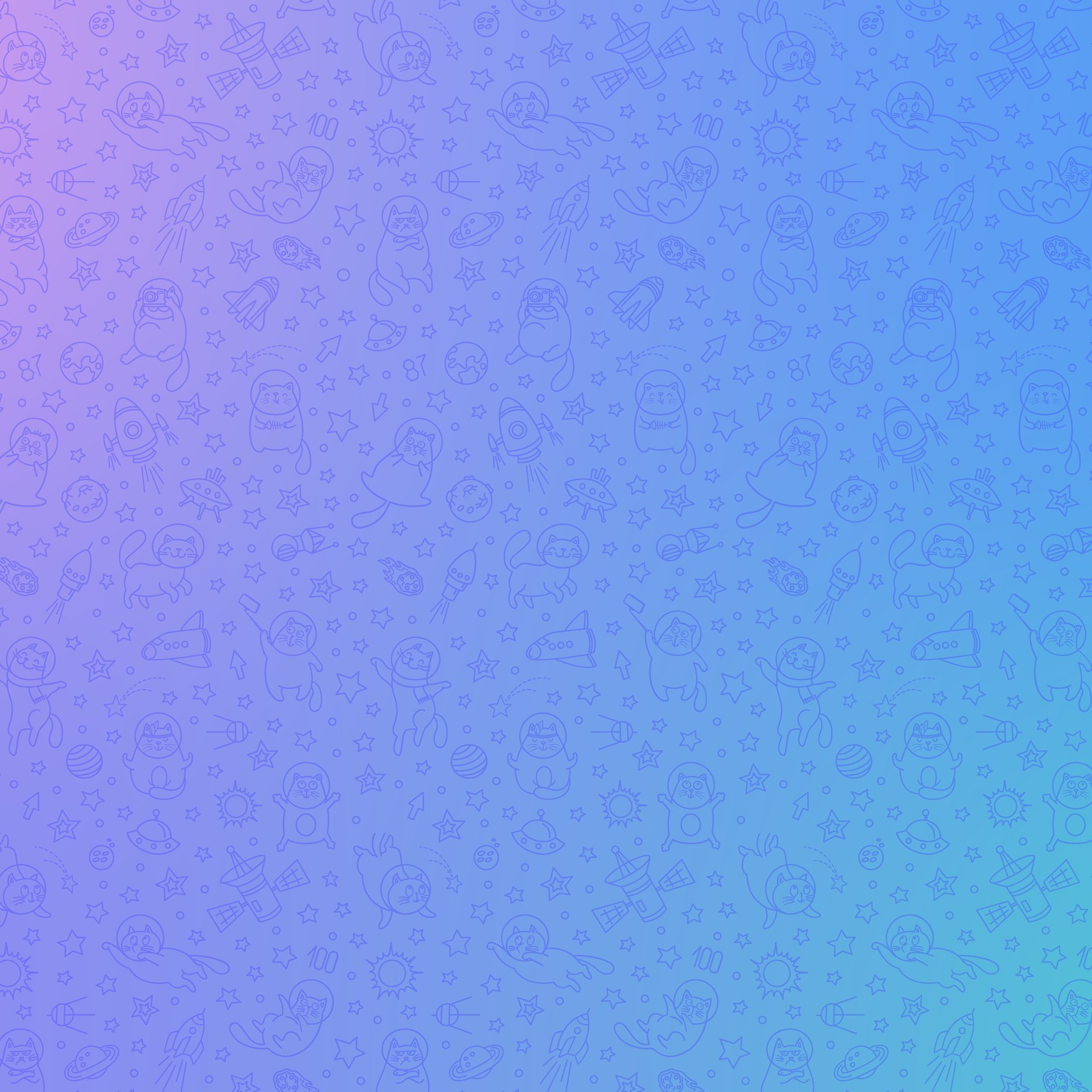 Космический паттерн с котами и звездами - Обои для Samsung Galaxy Tab в разрешении 1920x1920