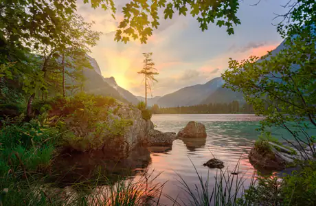 Nature wallpapers: lake, mountains, sunrise, forest