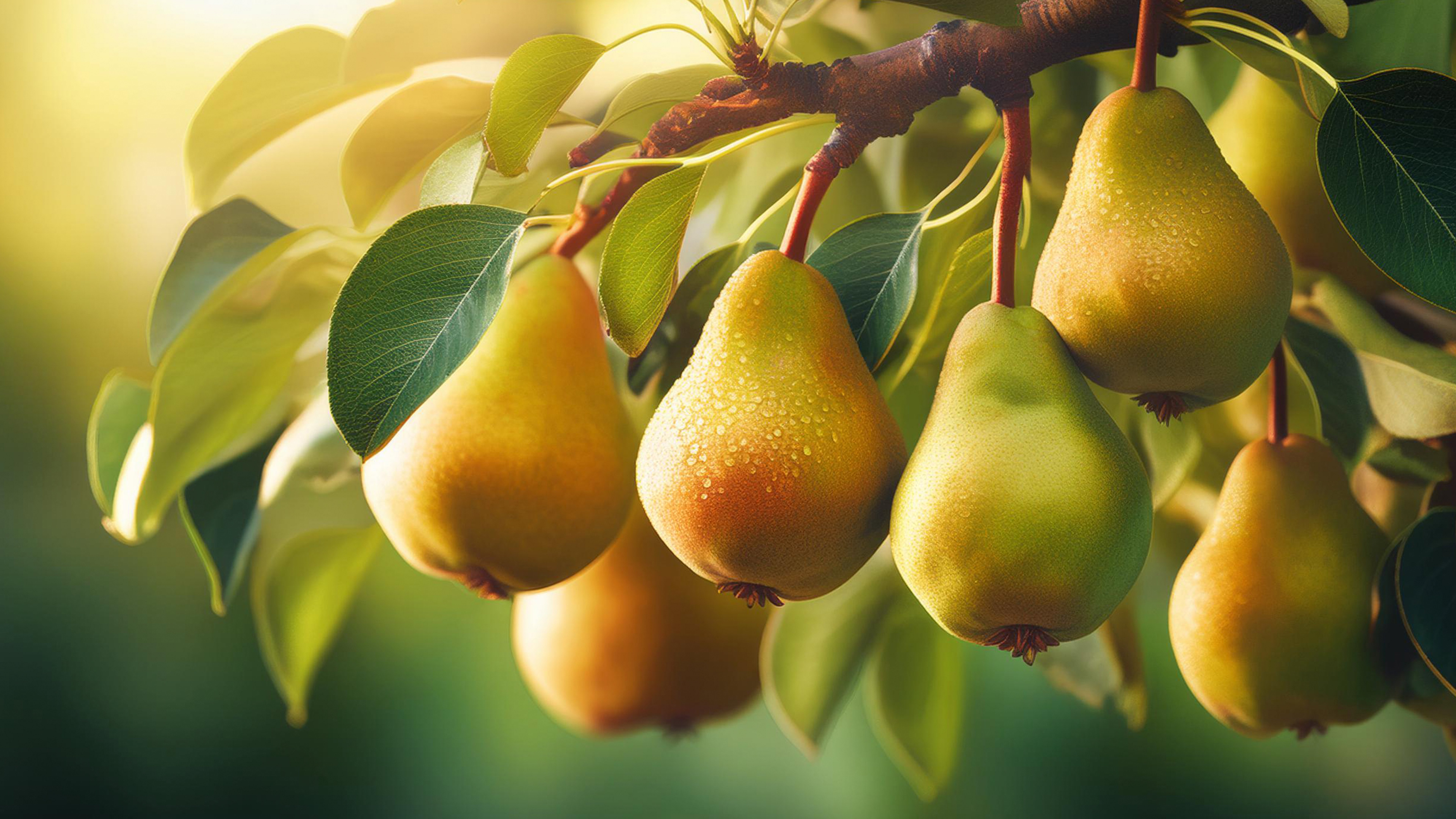 Ripe pears on a tree - 8K wallpapers in 7680x4320 resolution