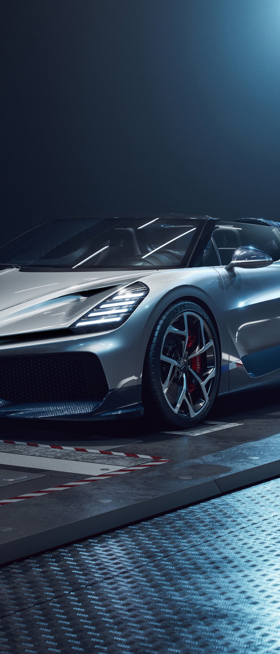 Silver Bugatti Mistral W16 - Wallpapers for Samsung Galaxy Z Flip7, Sony Xperia 5 II/5 III/5 V/10 IV/10 V, Xiaomi Mix Fold 3 in 1080x2520 resolution