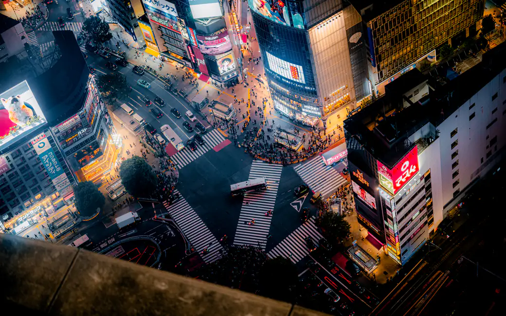 Tokyo Shibuya Crossing at Night — desktop and phone wallpaper, free download